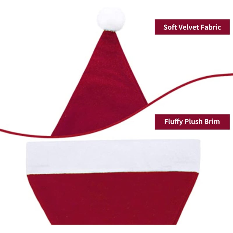 Eoocan Santa Hat  Santa Hat for Kids  Unisex Velvet Comfort Wine Red Christmas Hats Extra Thicken Classic Plush for Christmas New Year Festive Holiday Party Supplies - Image 4